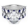 Oval Solitaire Engagement Ring w/ North South Marquise & Pear Band