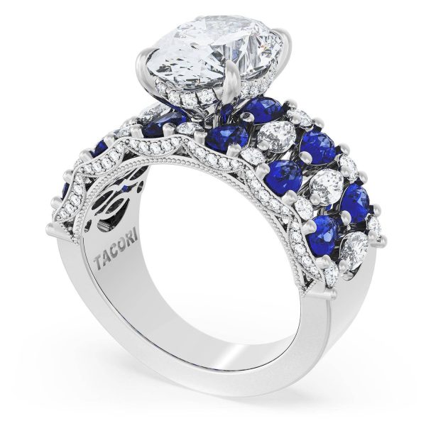 Oval Solitaire Engagement Ring w/ North South Marquise & Pear Band - Image 3