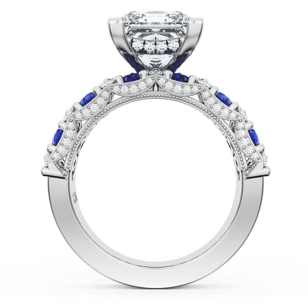 Princess Solitaire Engagement Ring w/ North South Marquise & Pear Band - Image 2
