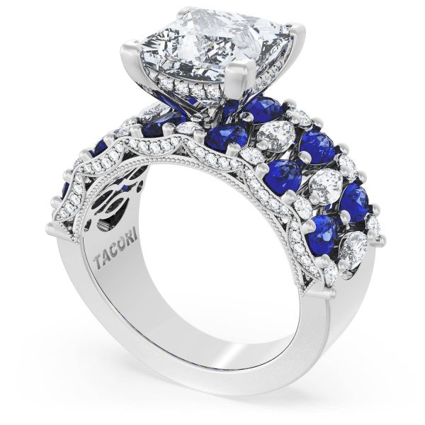 Princess Solitaire Engagement Ring w/ North South Marquise & Pear Band - Image 3