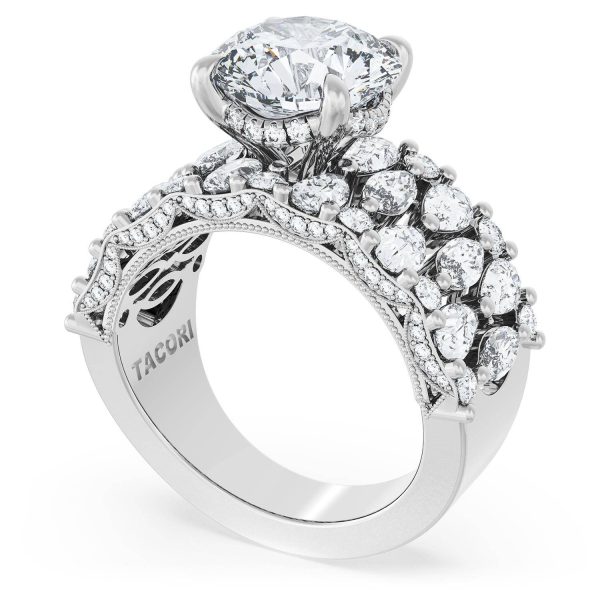 Round Solitaire Engagement Ring w/ North South Marquise & Pear Band - Image 3