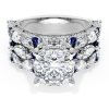 Cushion Solitaire Engagement Ring w/ Marquise & Pear Band