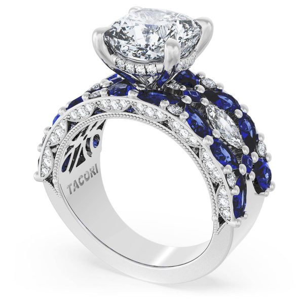 Cushion Solitaire Engagement Ring w/ Marquise & Pear Band - Image 3