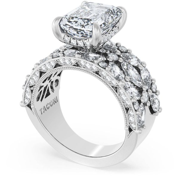 Emerald Solitaire Engagement Ring w/ Marquise & Pear Band - Image 3