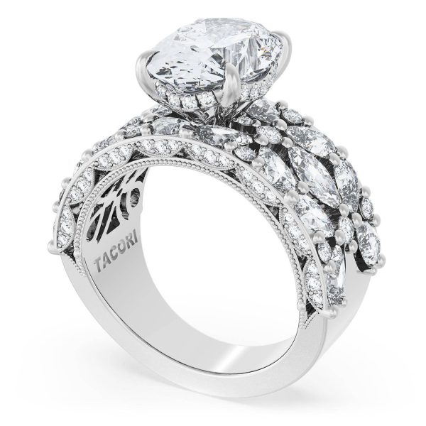 Oval Solitaire Engagement Ring w/ Marquise & Pear Band - Image 3