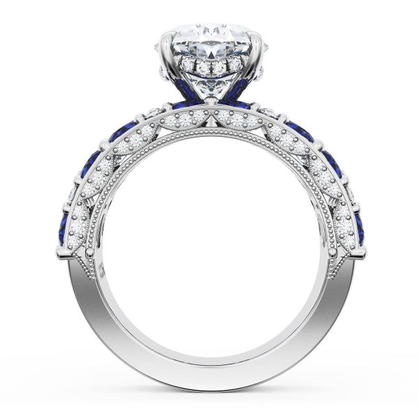 Oval Solitaire Engagement Ring w/ Marquise & Pear Band - Image 2