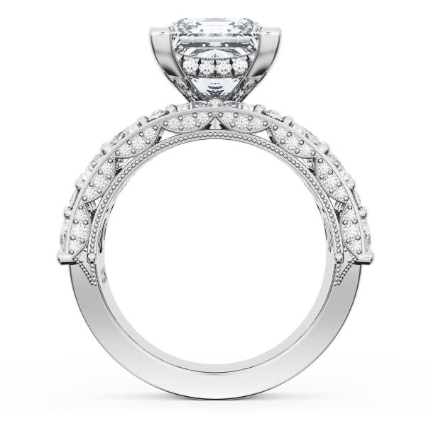 Princess Solitaire Engagement Ring w/ Marquise & Pear Band - Image 2