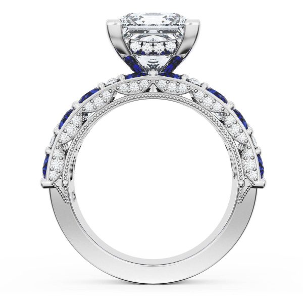 Princess Solitaire Engagement Ring w/ Marquise & Pear Band - Image 2