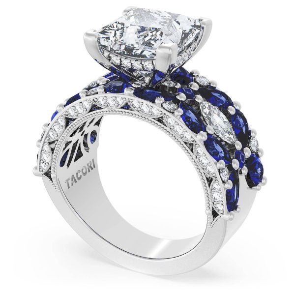 Princess Solitaire Engagement Ring w/ Marquise & Pear Band - Image 3