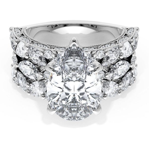 Pear Solitaire Engagement Ring w/ Marquise & Pear Band