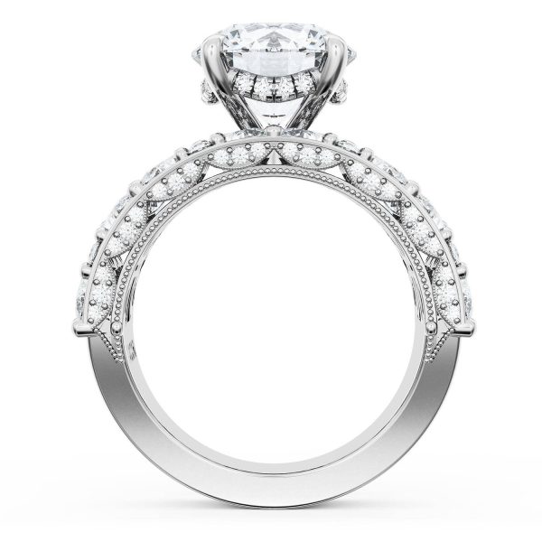 Round Solitaire Engagement Ring w/ Marquise & Pear Band - Image 2