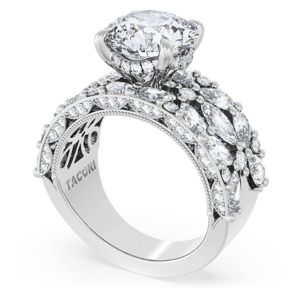 Round Solitaire Engagement Ring w/ Marquise & Pear Band - Image 3