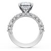 Cushion Solitaire Engagement Ring w/ Emerald & Pear Band - Image 2