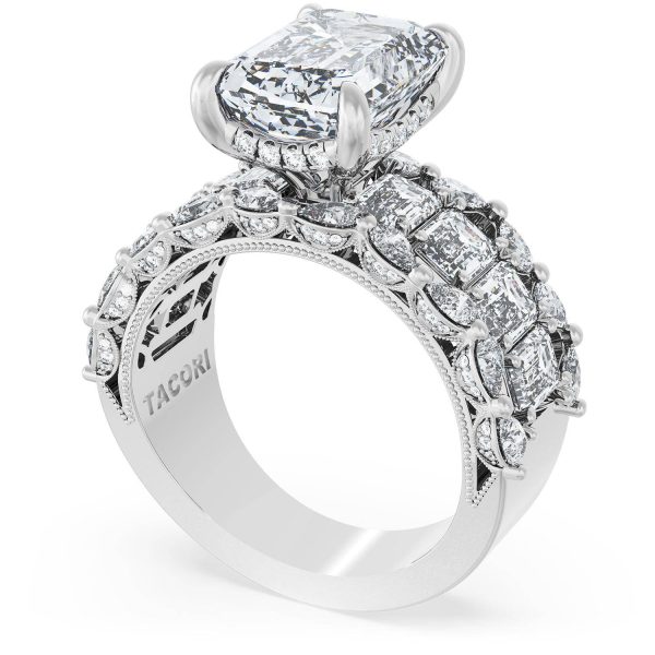 Emerald Solitaire Engagement Ring w/ Emerald & Pear Band - Image 3