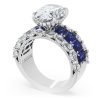 Oval Solitaire Engagement Ring w/ Emerald & Pear Band - Image 3