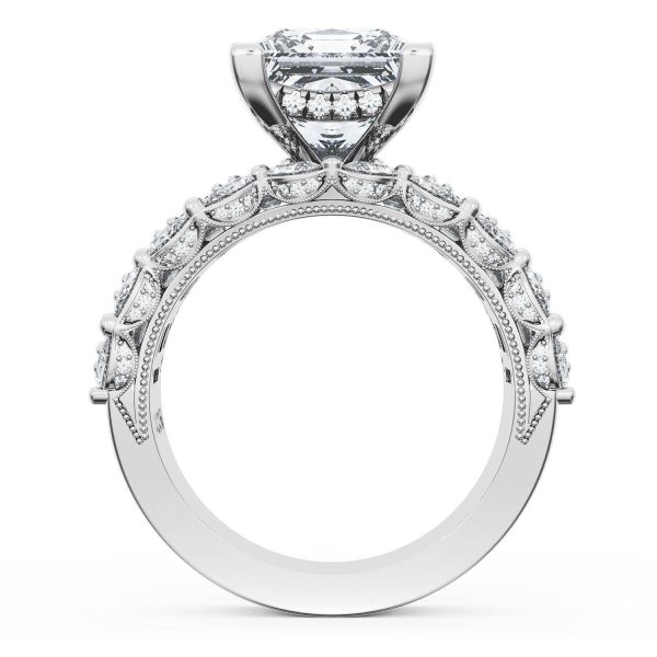 Princess Solitaire Engagement Ring w/ Emerald & Pear Band - Image 2