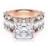 Princess Solitaire Engagement Ring w/ Emerald & Pear Band