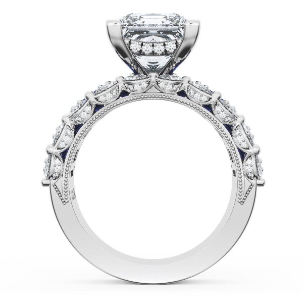 Princess Solitaire Engagement Ring w/ Emerald & Pear Band - Image 2