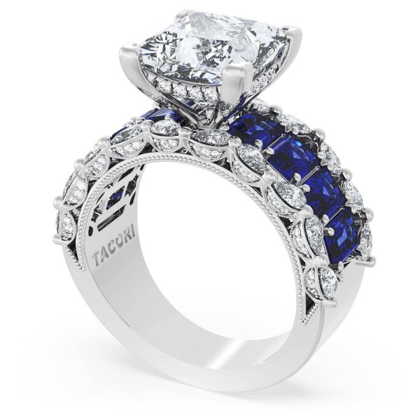 Princess Solitaire Engagement Ring w/ Emerald & Pear Band - Image 3