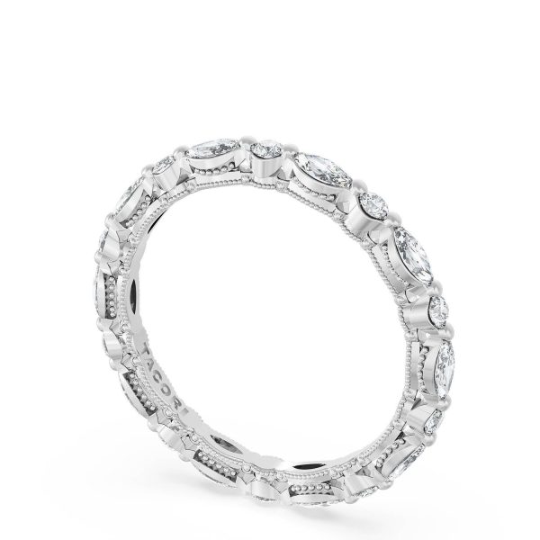 Marquise and Round Diamond Wedding Band, 2.20mm - Image 3