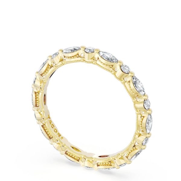 Marquise and Round Diamond Wedding Band, 2.20mm - Image 3