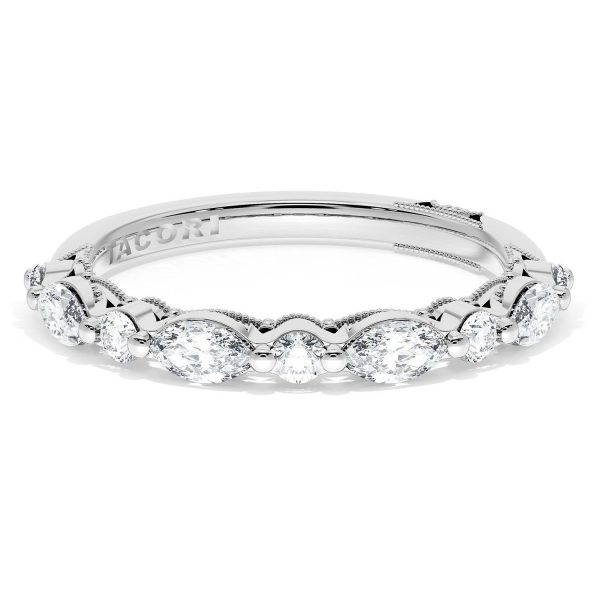 Marquise and Round Diamond Wedding Band, 2.80mm