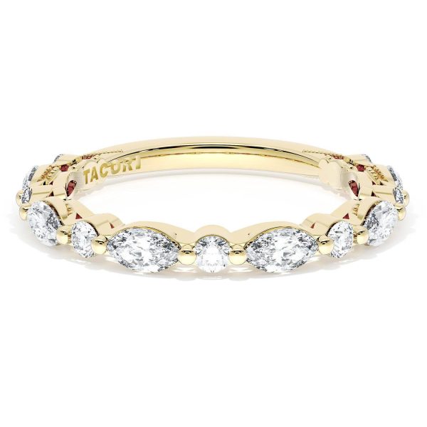 Marquise and Round Diamond Wedding Band, 2.80mm