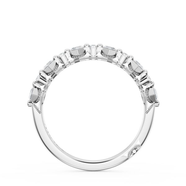 Carré and Round Diamond Wedding Band, 3.70mm - Image 2
