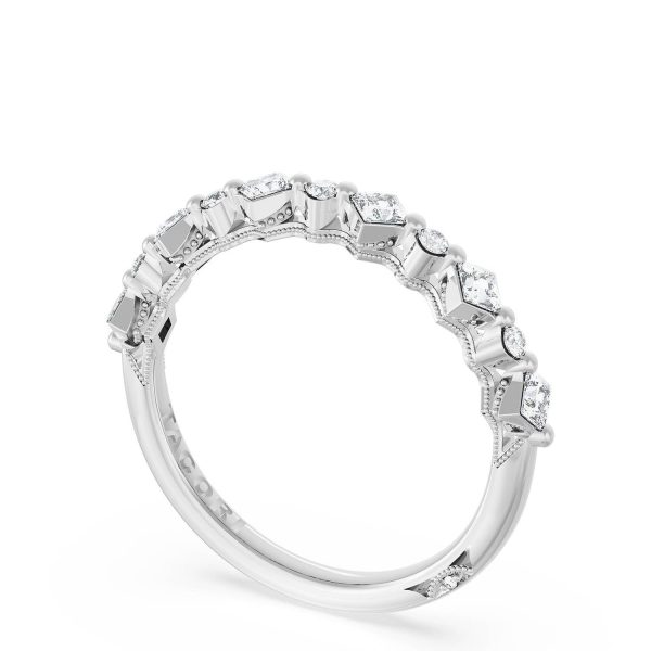 Carré and Round Diamond Wedding Band, 3.70mm - Image 3