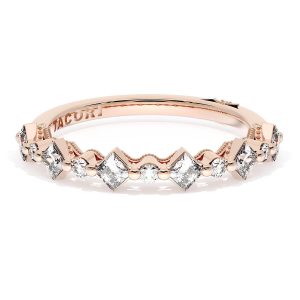 Carré and Round Diamond Wedding Band, 3.70mm
