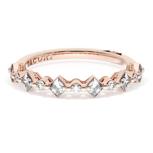 Carré and Round Diamond Wedding Band, 3.70mm