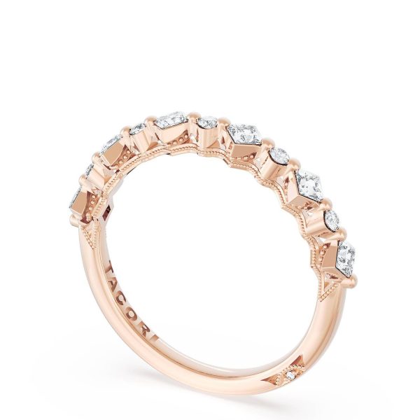 Carré and Round Diamond Wedding Band, 3.70mm - Image 3