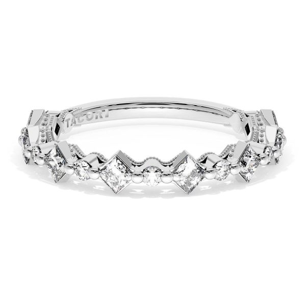 Carré and Round Diamond Wedding Band, 3.70mm