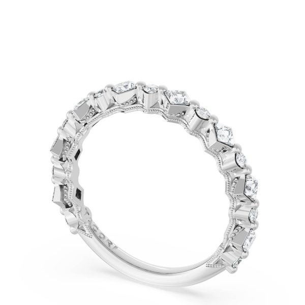 Carré and Round Diamond Wedding Band, 3.70mm - Image 3