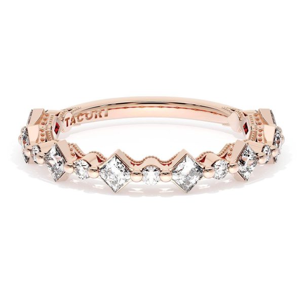 Carré and Round Diamond Wedding Band, 3.70mm
