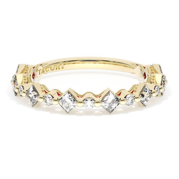 Carré and Round Diamond Wedding Band, 3.70mm