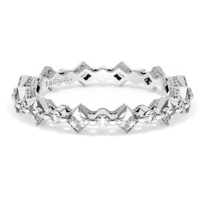Carré and Round Diamond Wedding Band, 3.70mm