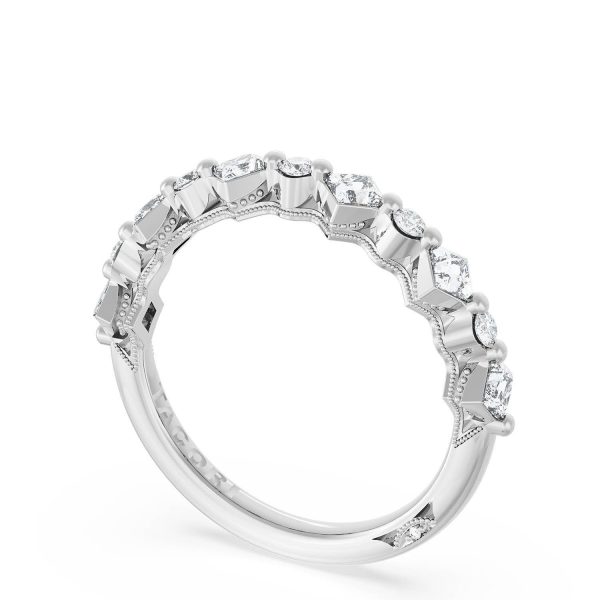 Carré and Round Diamond Wedding Band, 4.00mm - Image 3