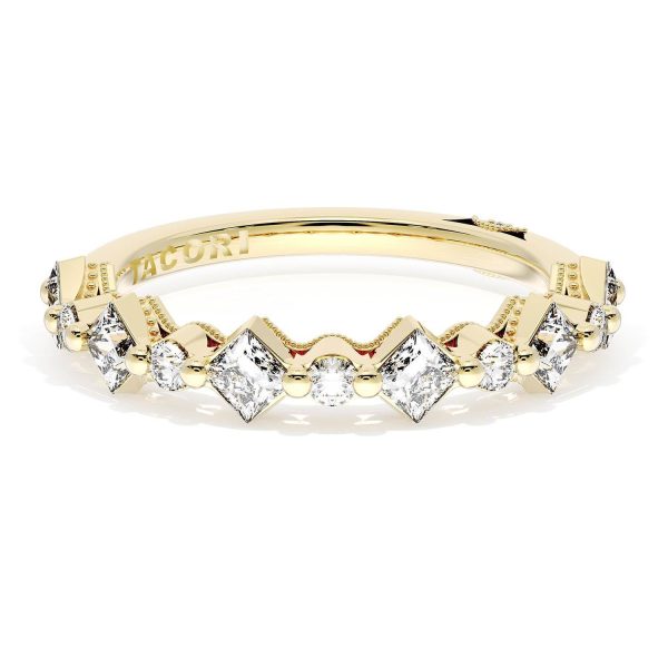 Carré and Round Diamond Wedding Band, 4.00mm