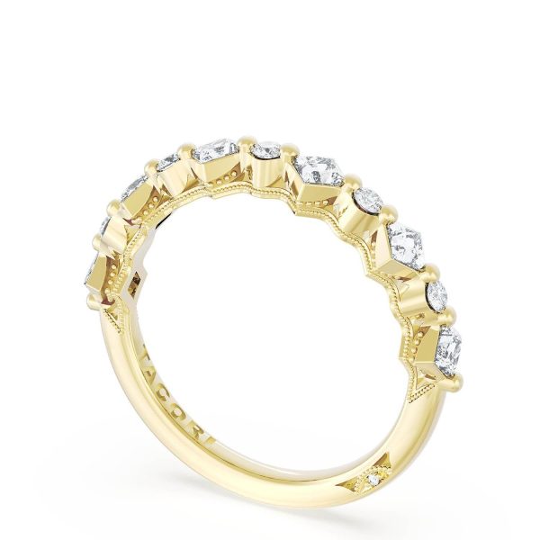 Carré and Round Diamond Wedding Band, 4.00mm - Image 3