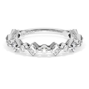 Carré and Round Diamond Wedding Band, 4.00mm