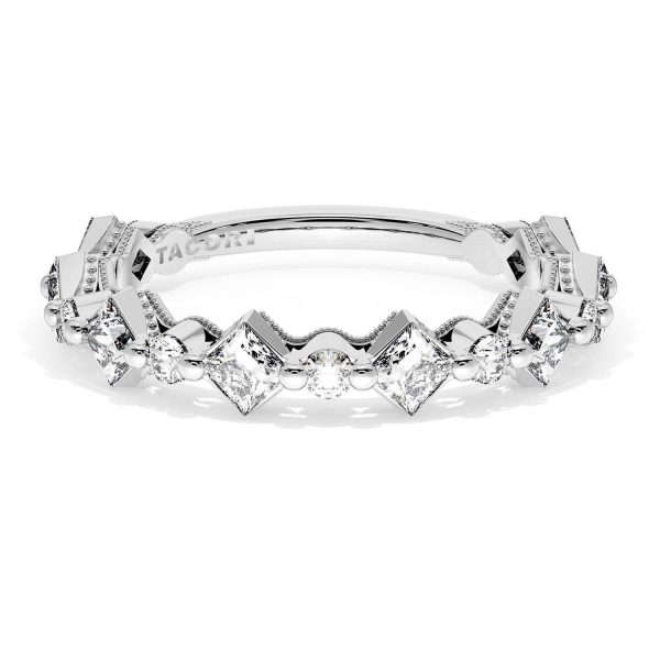 Carré and Round Diamond Wedding Band, 4.00mm