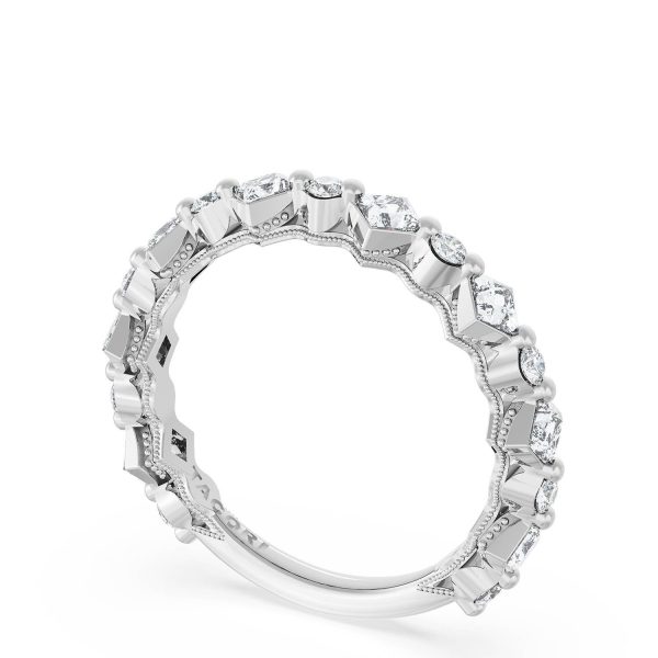 Carré and Round Diamond Wedding Band, 4.00mm - Image 3