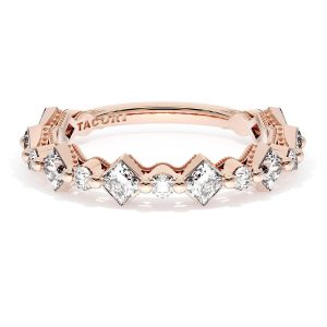 Carré and Round Diamond Wedding Band, 4.00mm