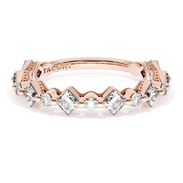 Carré and Round Diamond Wedding Band, 4.00mm