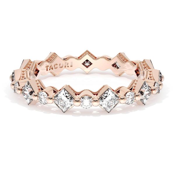 Carré and Round Diamond Wedding Band, 4.00mm
