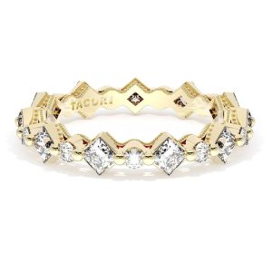 Carré and Round Diamond Wedding Band, 4.00mm