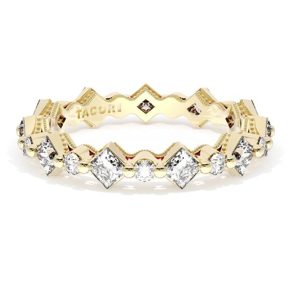 Carré and Round Diamond Wedding Band, 4.00mm