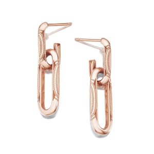 Double Link Earrings, Milgrain