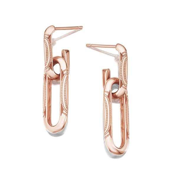 Double Link Earrings, Milgrain